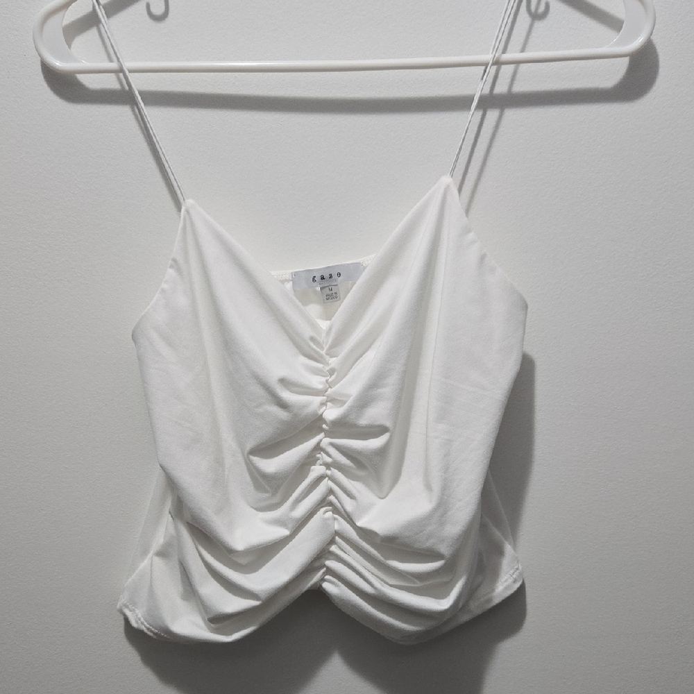 Gaze White Ruched Sleeveless Camisole